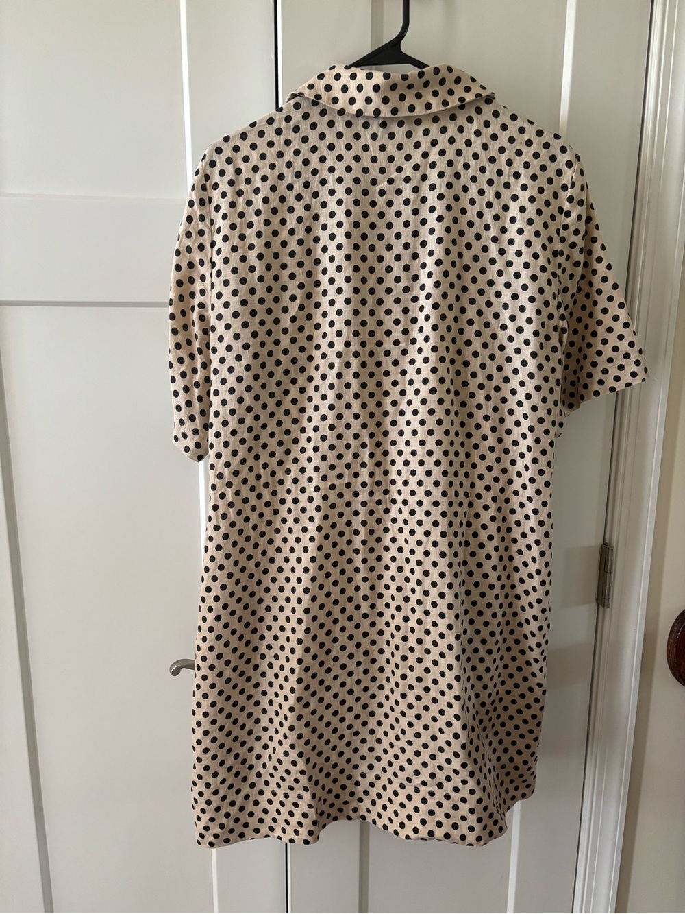 J. Crew Beige Polo dress with Black Polka Dots - Picture 3 of 6